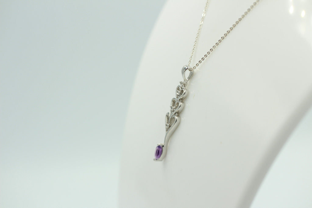 Edles 0,33 Carat Amethyst Topas Anhänger 925 Silbe, Collier Kette Rhodiniert