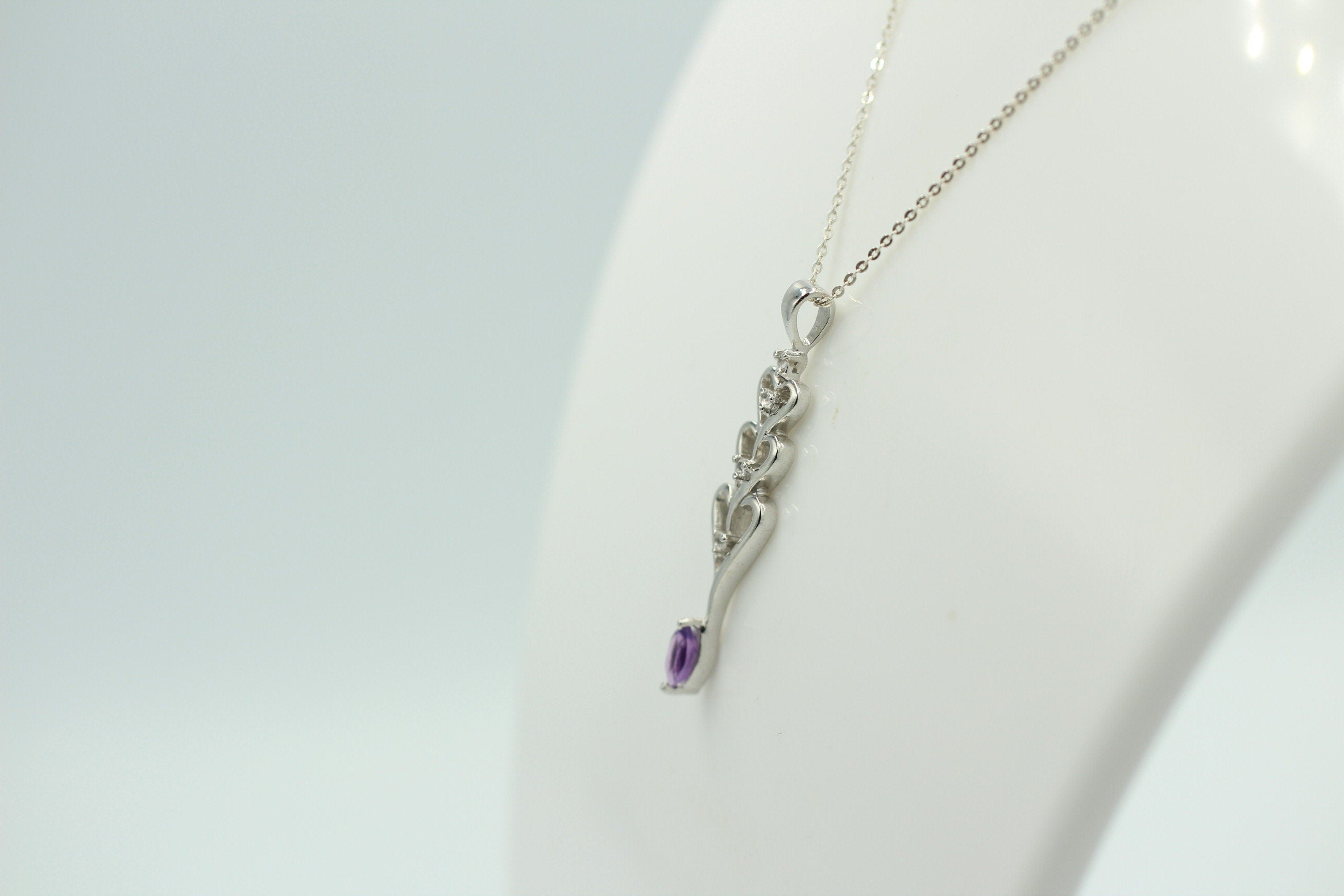 Edles 0,33 Carat Amethyst Topas Anhänger 925 Silbe, Collier Kette Rhodiniert
