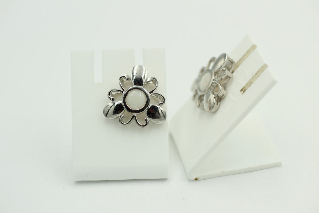 Blumige 0,10 Carat Opal Ohrstecker, Ohrschmuck, 925 Silber, Rhodiniert