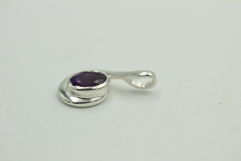 Edler 1,00 Carat Amethyst Anhanger, 925 Silber, Collier, Kette, Rhodiniert