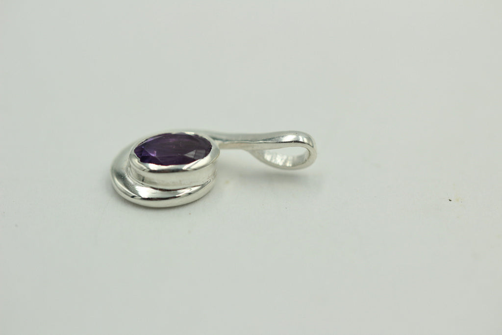 Edler 1,00 Carat Amethyst Anhanger, 925 Silber, Collier, Kette, Rhodiniert