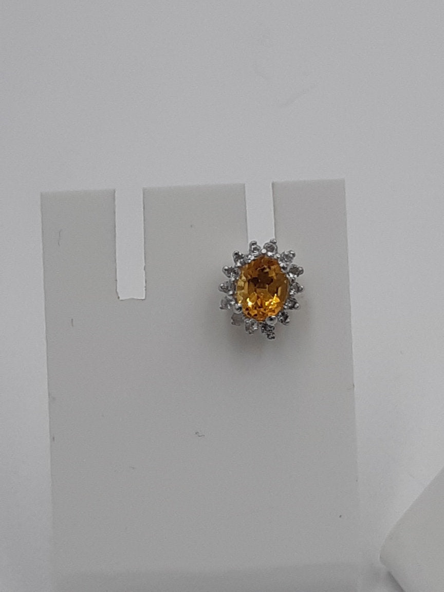 Edle 0,98 Carat gelber Citrin, Weißtopas, Topas Ohrstecker, Ohrring, 925 Silber