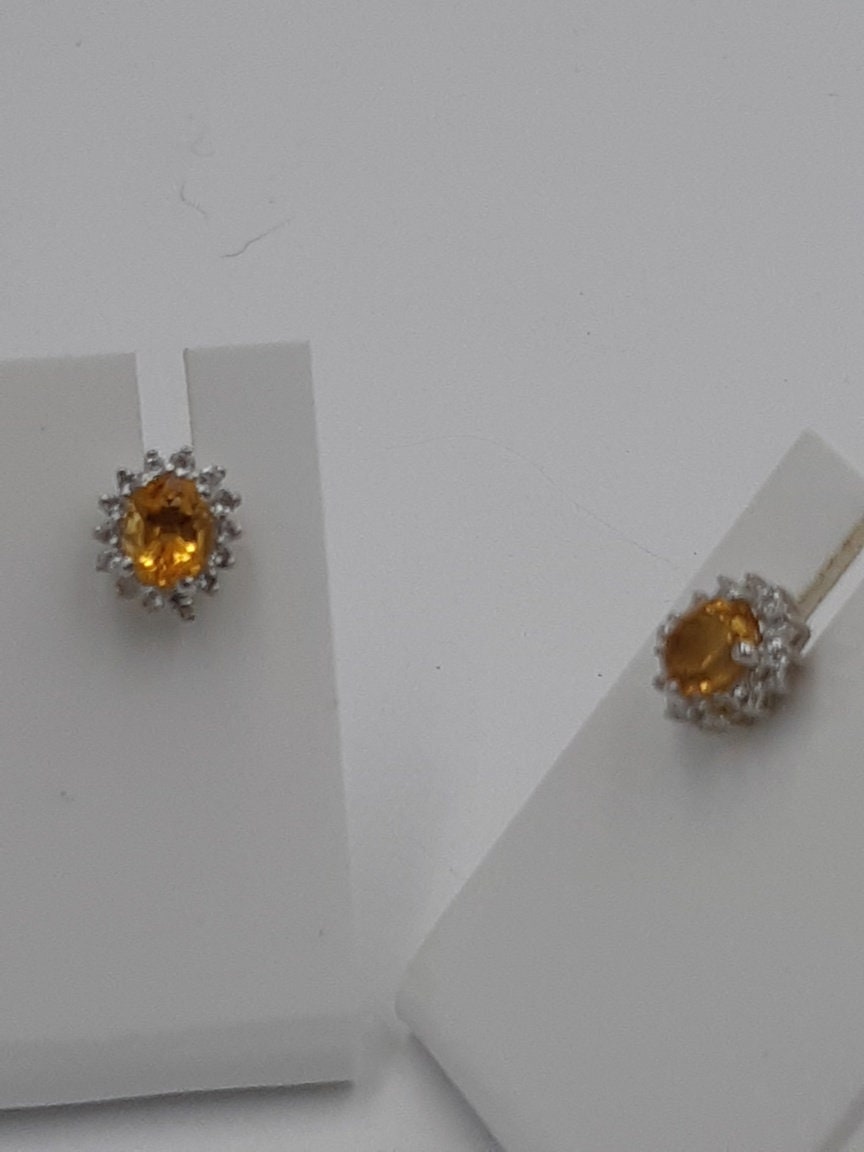 Edle 0,98 Carat gelber Citrin, Weißtopas, Topas Ohrstecker, Ohrring, 925 Silber