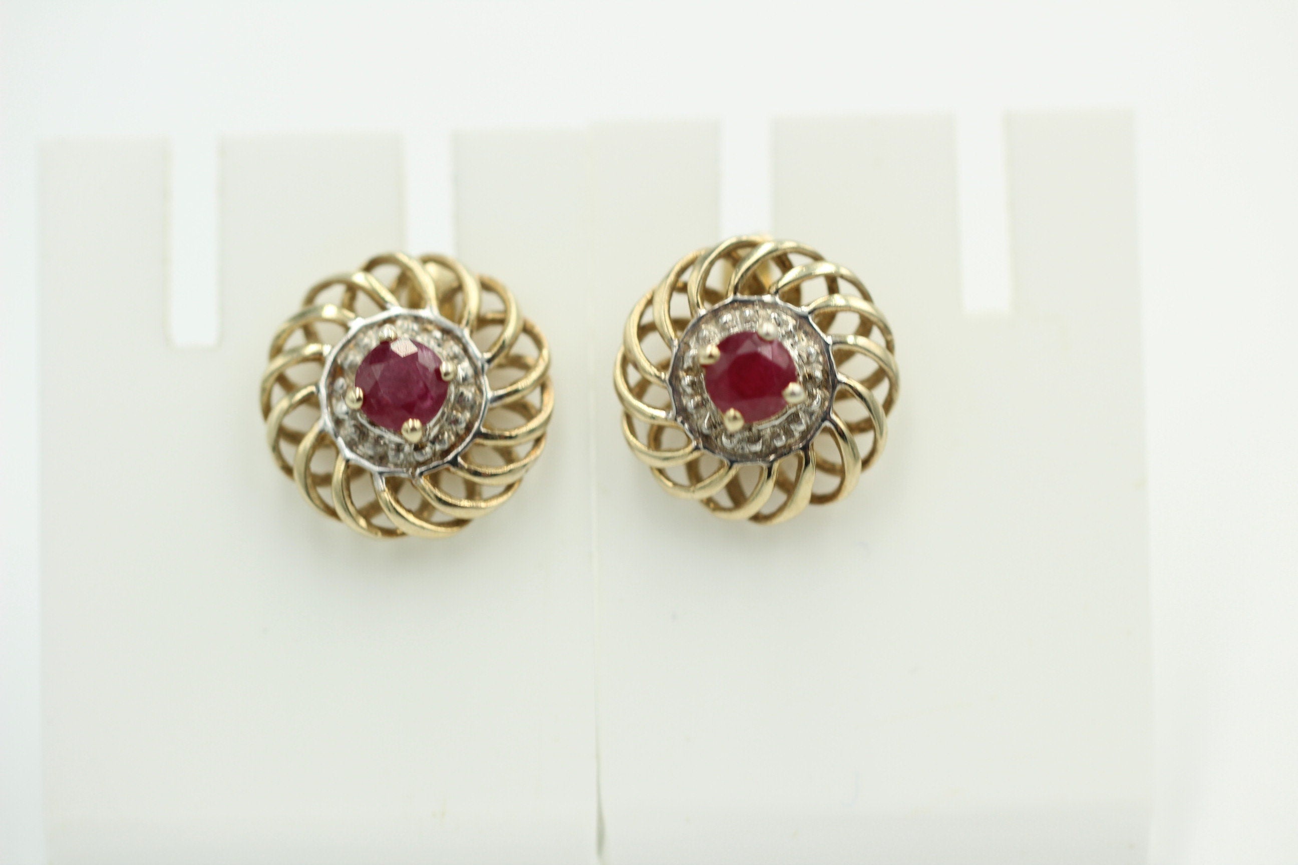 Edler  0,70 Carat Rubin Ohrstecker,Ohrring  925 Silber,  Vergoldet Schmuck