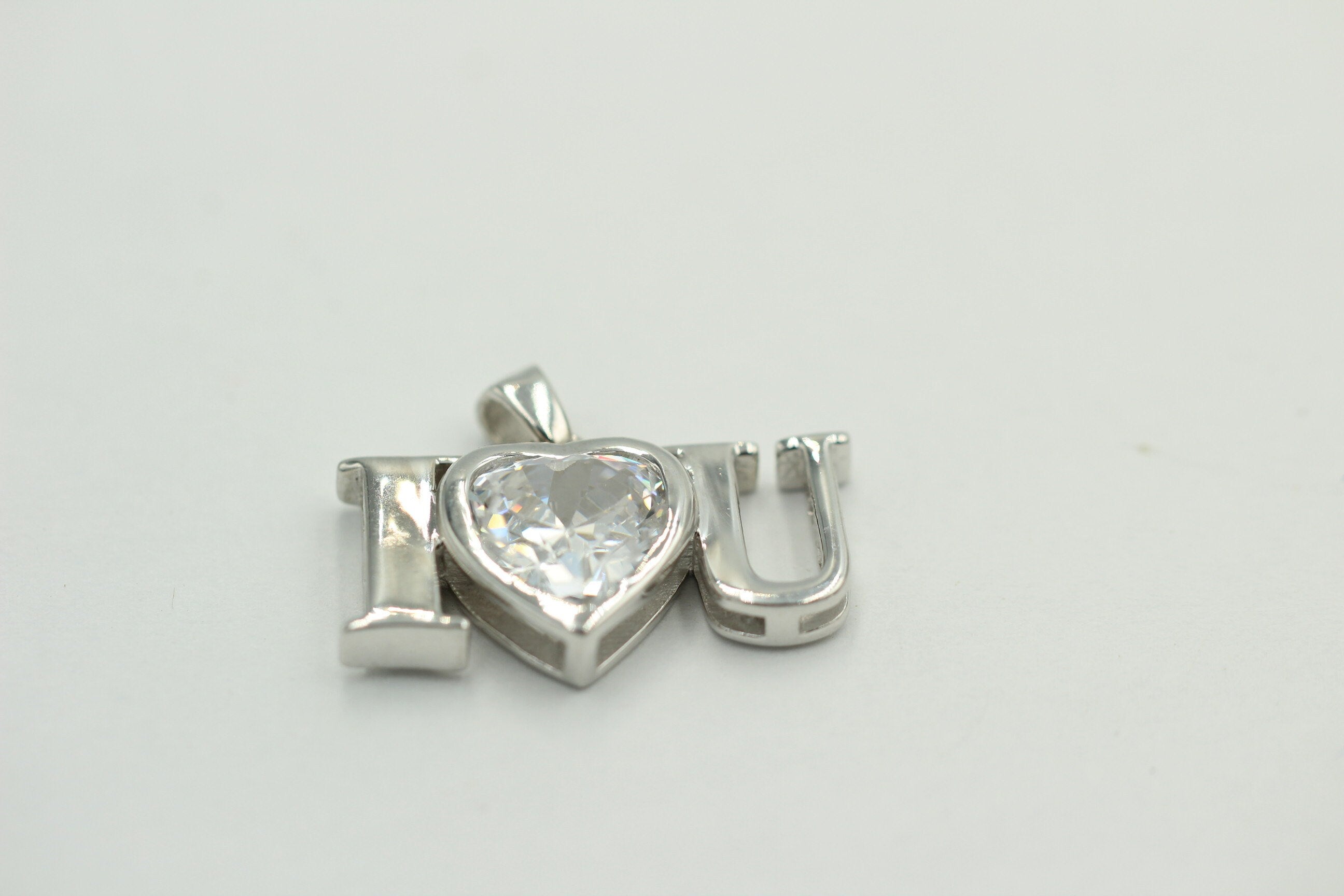 Edler 6,2 Carat Zirkonia Anhanger 925 Silber  I love you  Liebe Pur