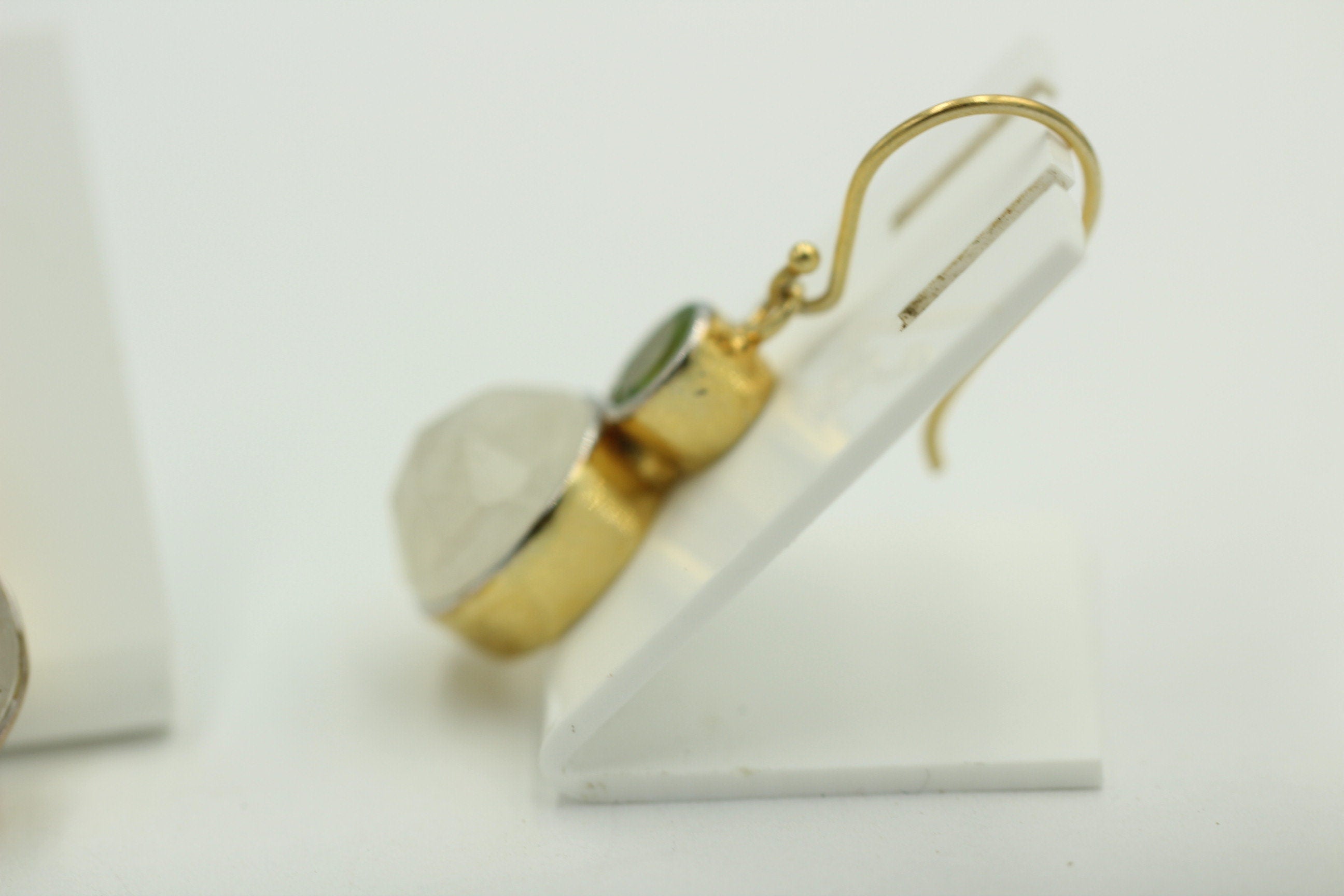 Design pur 12 Carat Mondlichttopas, Peridot Ohrhanger, 925 Silber vergoldet