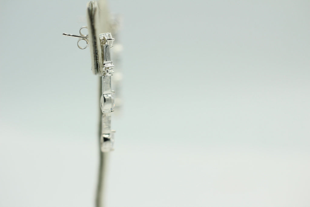 Edle 1,90 Carat Cubic Zirkonia Ohrhänger / Stecker, 925 Silber, Rhodiniert