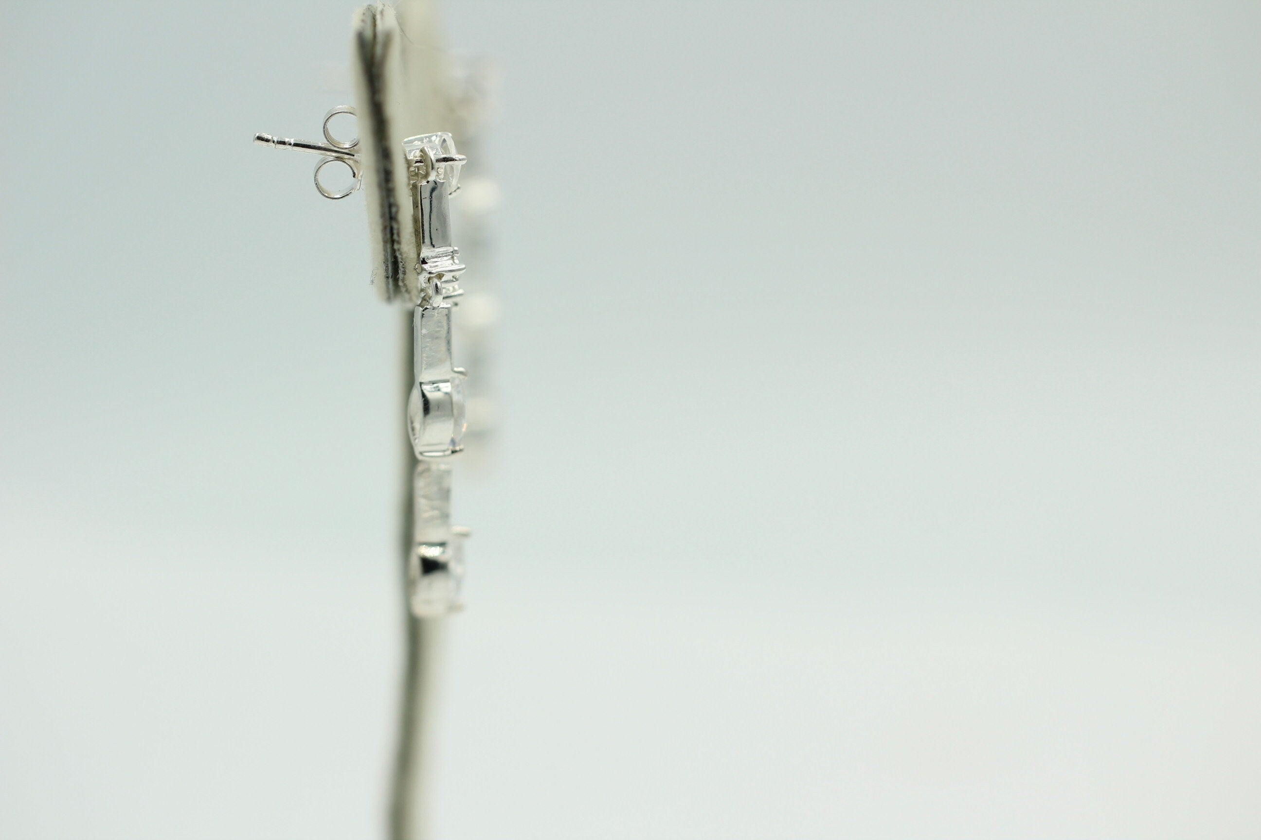 Edle 1,90 Carat Cubic Zirkonia Ohrhänger / Stecker, 925 Silber, Rhodiniert