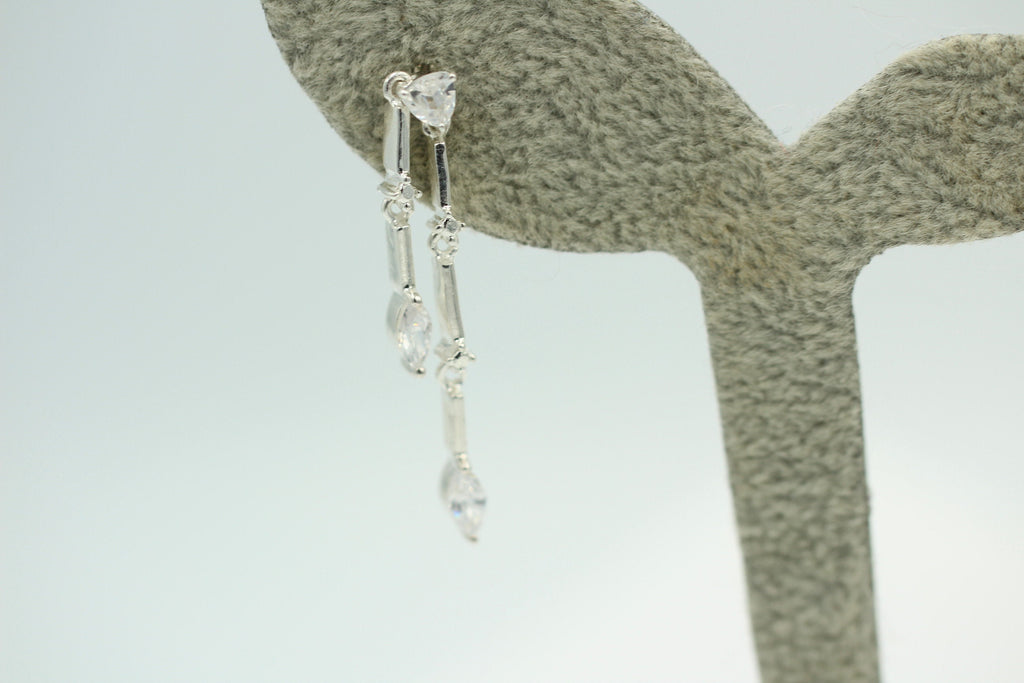 Edle 1,90 Carat Cubic Zirkonia Ohrhänger / Stecker, 925 Silber, Rhodiniert