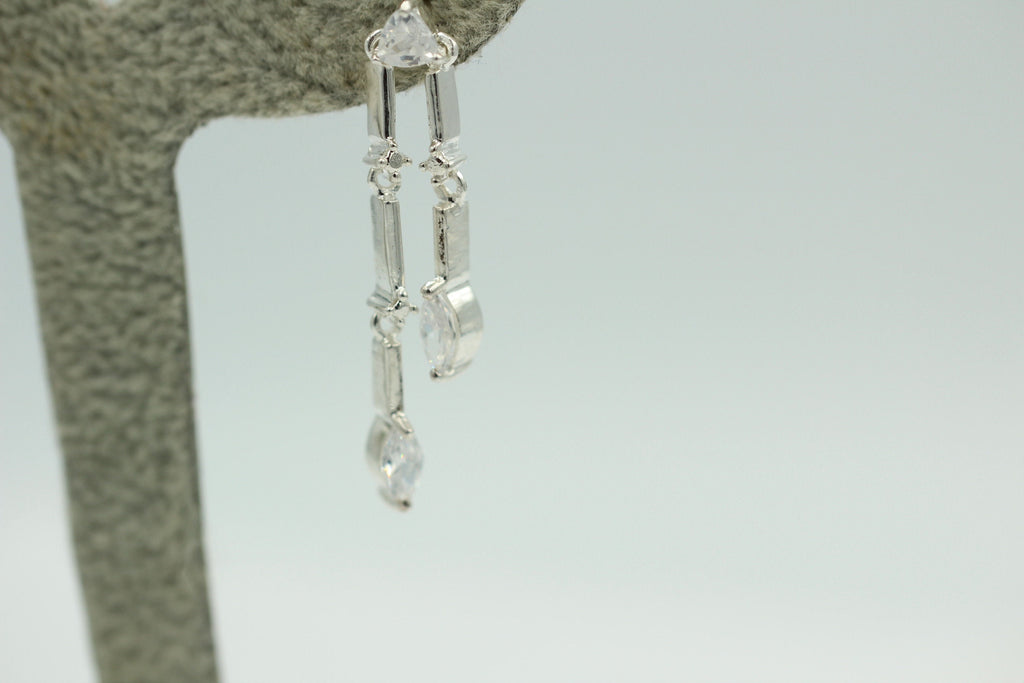 Edle 1,90 Carat Cubic Zirkonia Ohrhänger / Stecker, 925 Silber, Rhodiniert