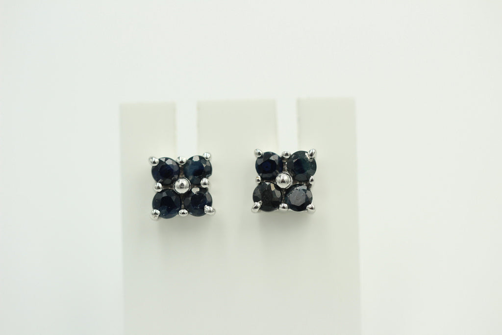 Edle 0,95 Carat schwarz blaue Saphir Ohrstecker 925 Sterling Silber Edelstein