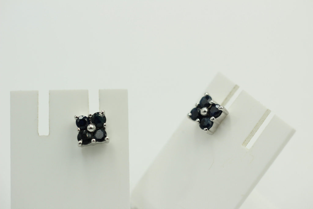 Edle 0,95 Carat schwarz blaue Saphir Ohrstecker 925 Sterling Silber Edelstein