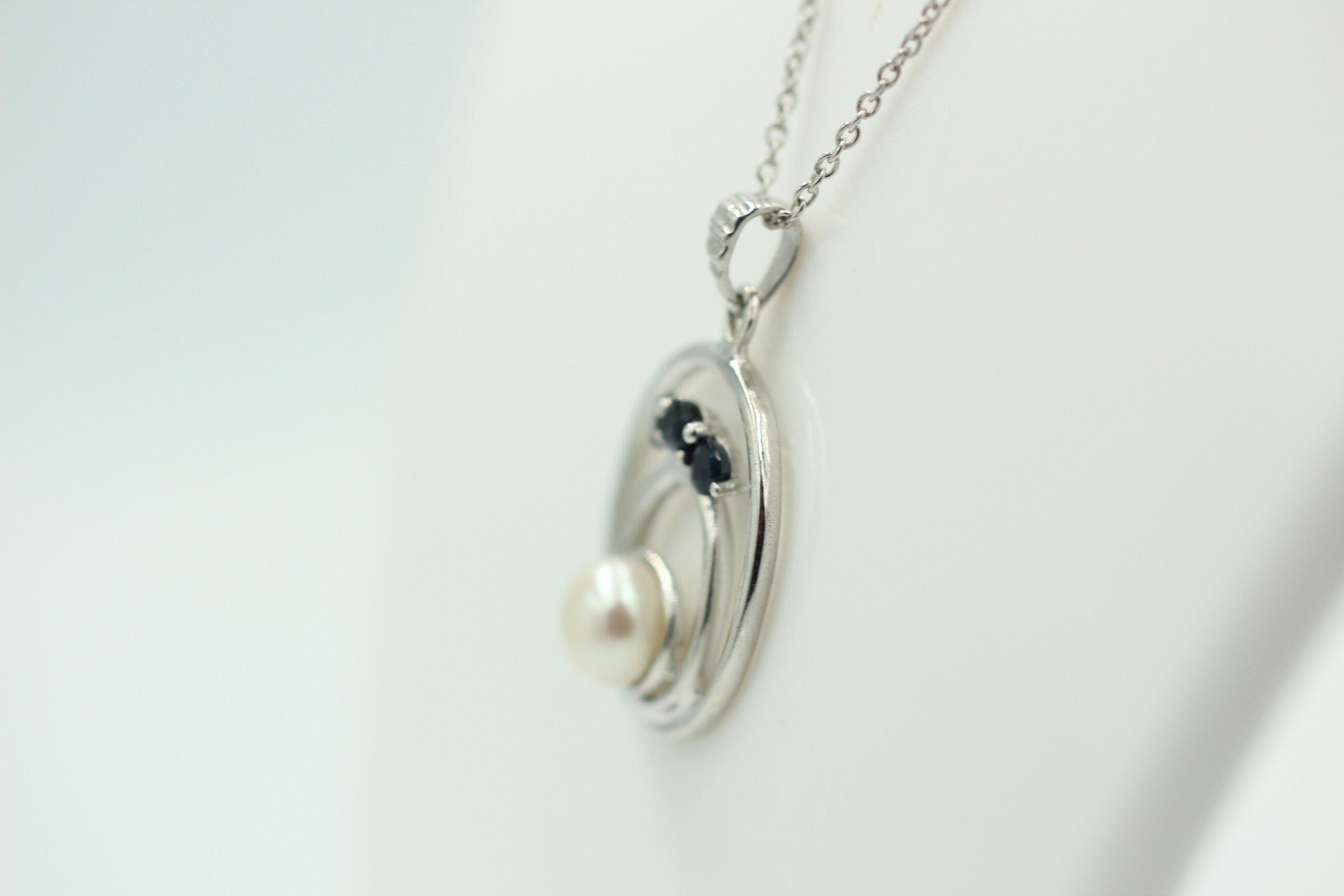 Edle 2,44 Carat blaue Saphir Perlen Anhänger 925 Silber Collier Kette