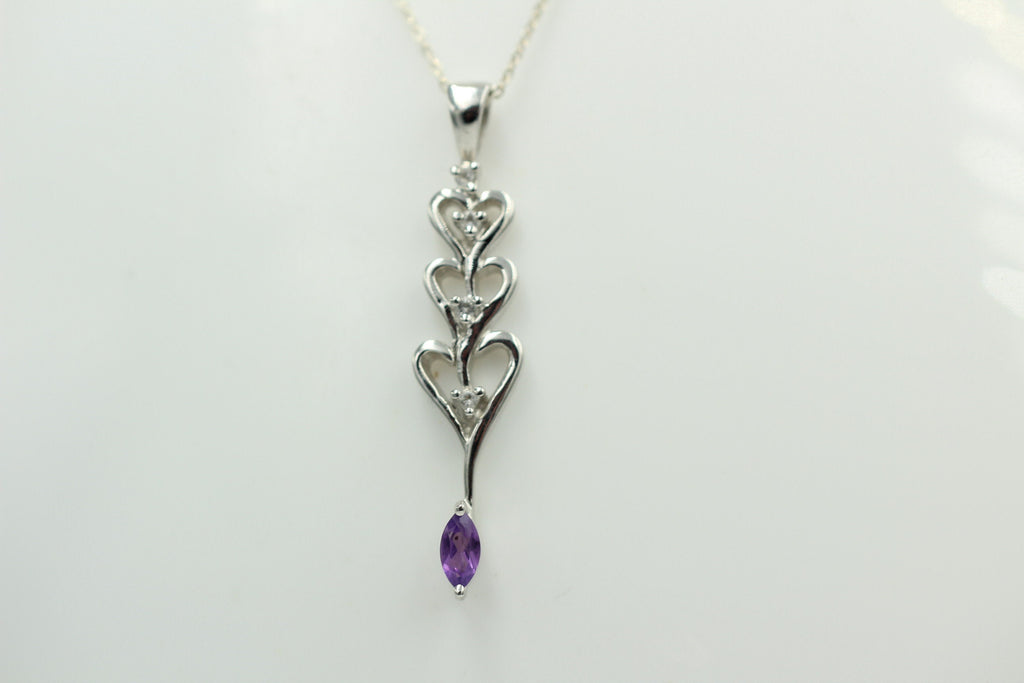 Edles 0,33 Carat Amethyst Topas Anhänger 925 Silbe, Collier Kette Rhodiniert