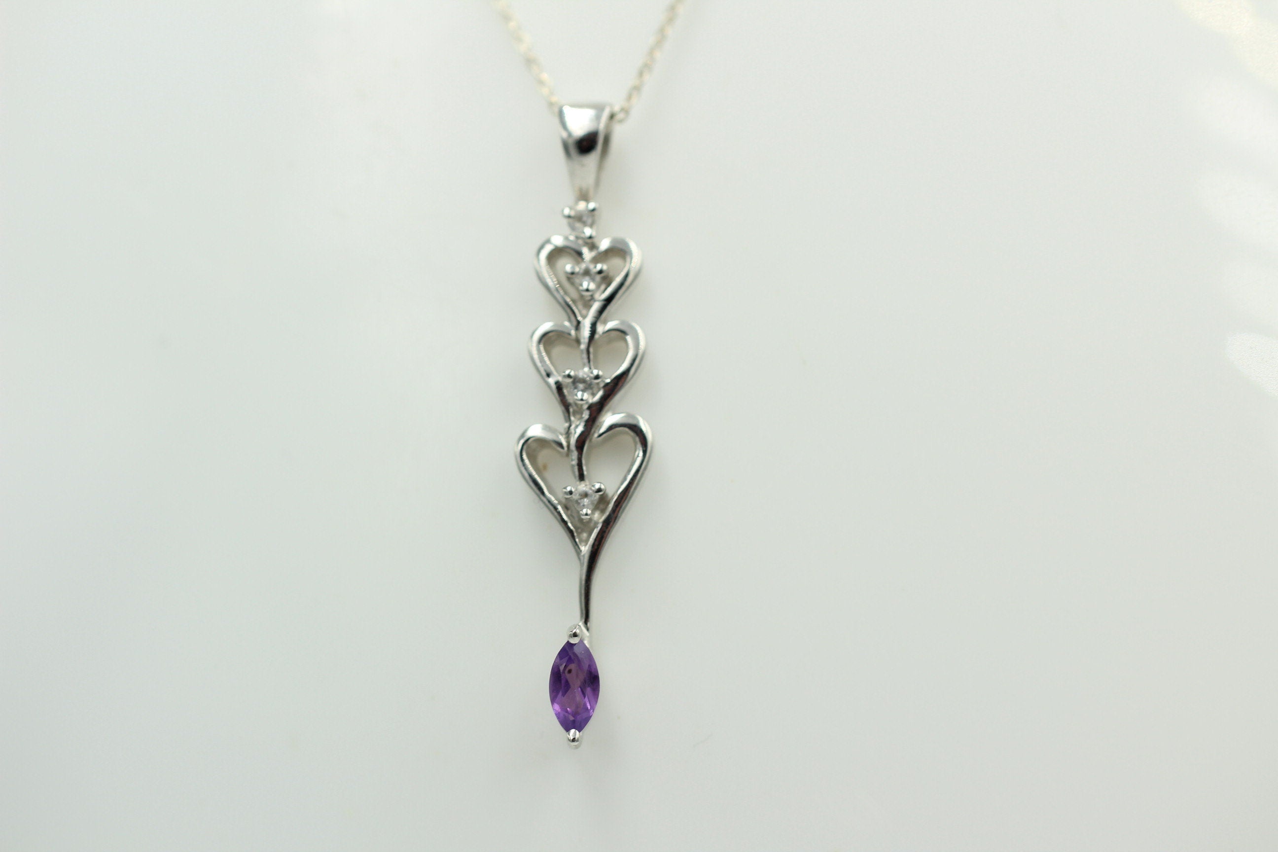 Edles 0,33 Carat Amethyst Topas Anhänger 925 Silbe, Collier Kette Rhodiniert