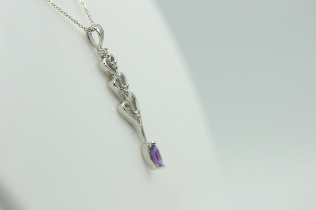 Edles 0,33 Carat Amethyst Topas Anhänger 925 Silbe, Collier Kette Rhodiniert