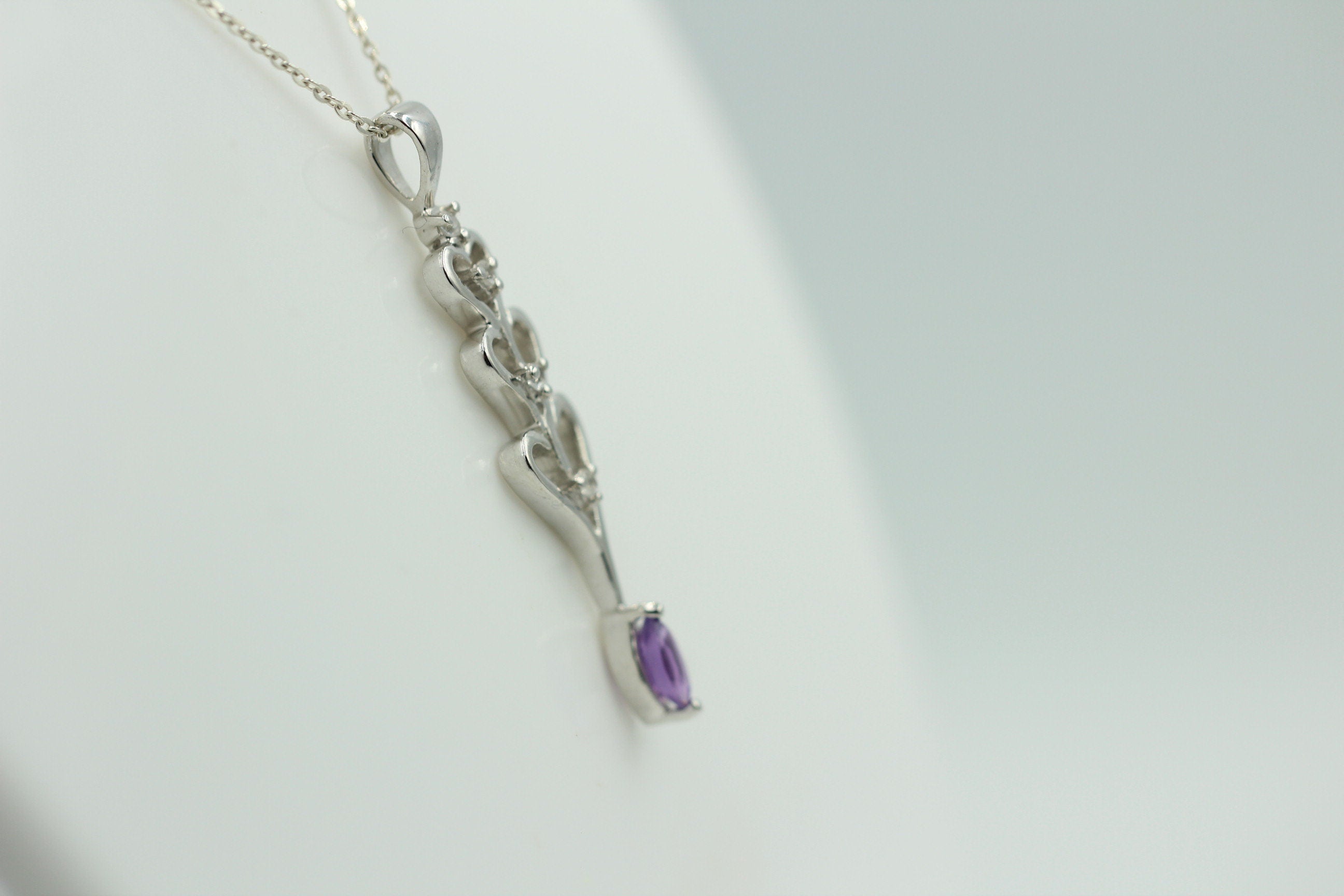 Edles 0,33 Carat Amethyst Topas Anhänger 925 Silbe, Collier Kette Rhodiniert