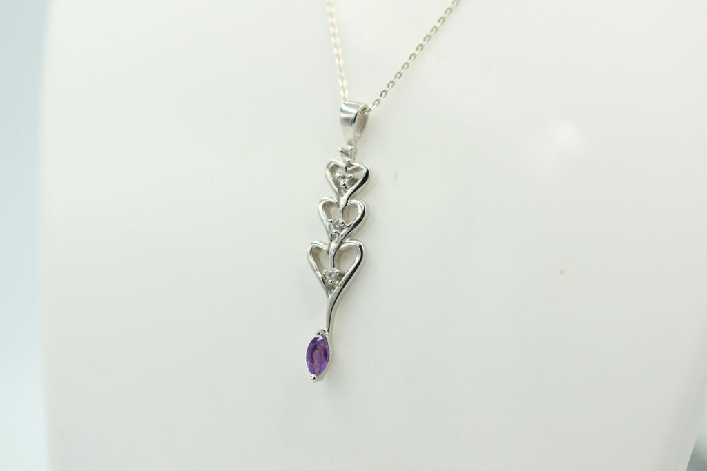 Edles 0,33 Carat Amethyst Topas Anhänger 925 Silbe, Collier Kette Rhodiniert
