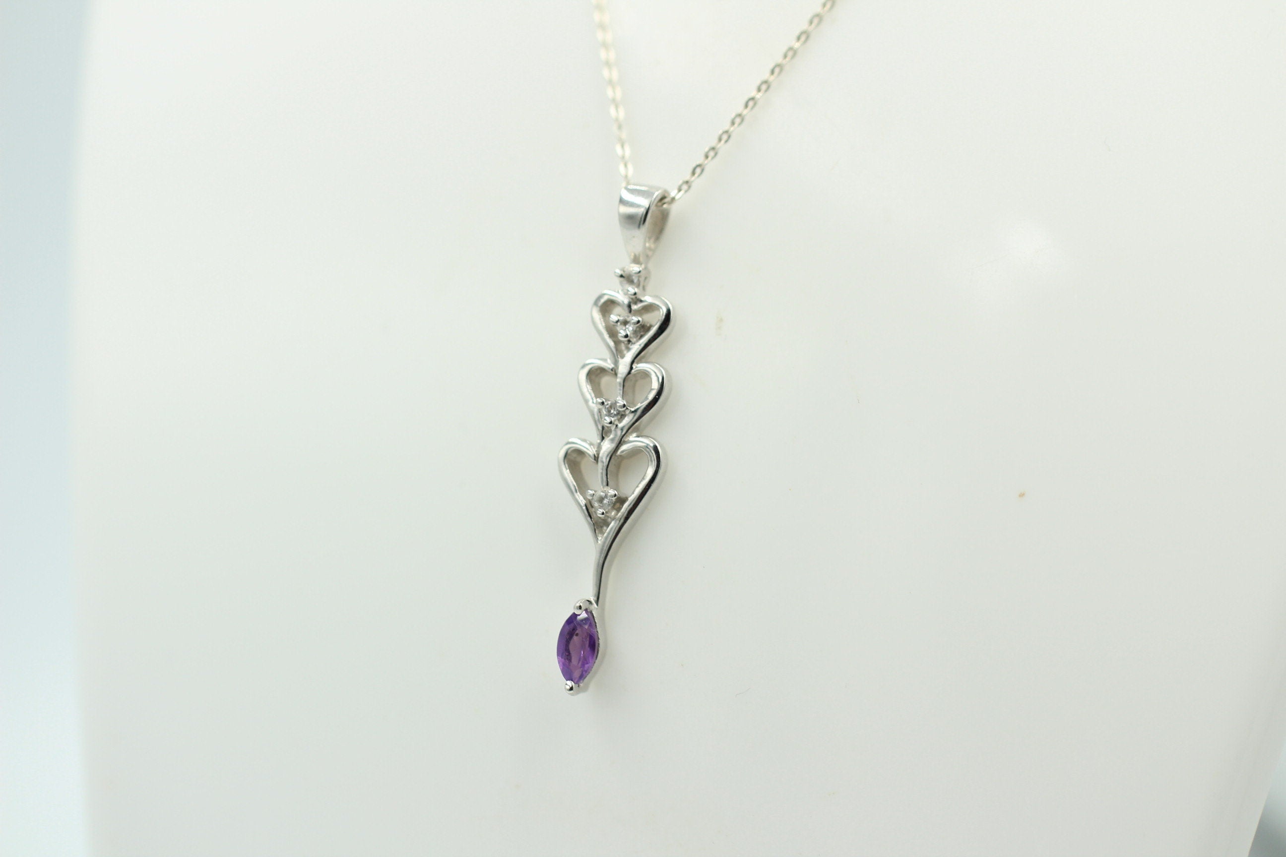 Edles 0,33 Carat Amethyst Topas Anhänger 925 Silbe, Collier Kette Rhodiniert