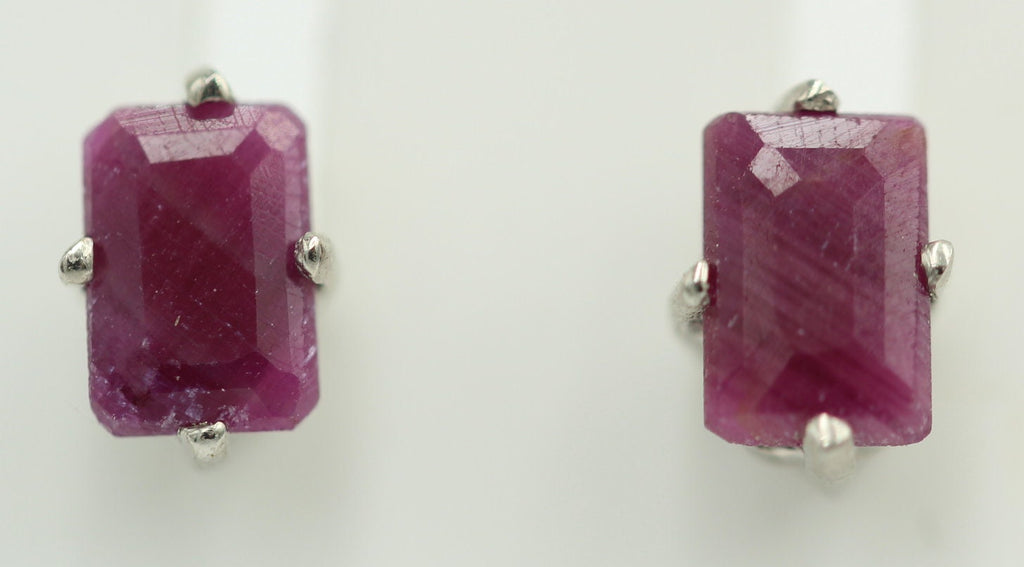 Edler 1,50 Carat Rubin Ohrstecker, Ohrring, 925 Silber, Rhodiniert