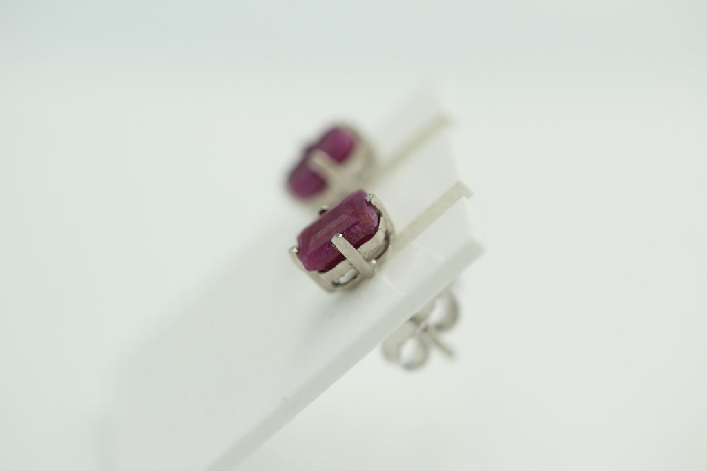 Edler 1,50 Carat Rubin Ohrstecker, Ohrring, 925 Silber, Rhodiniert