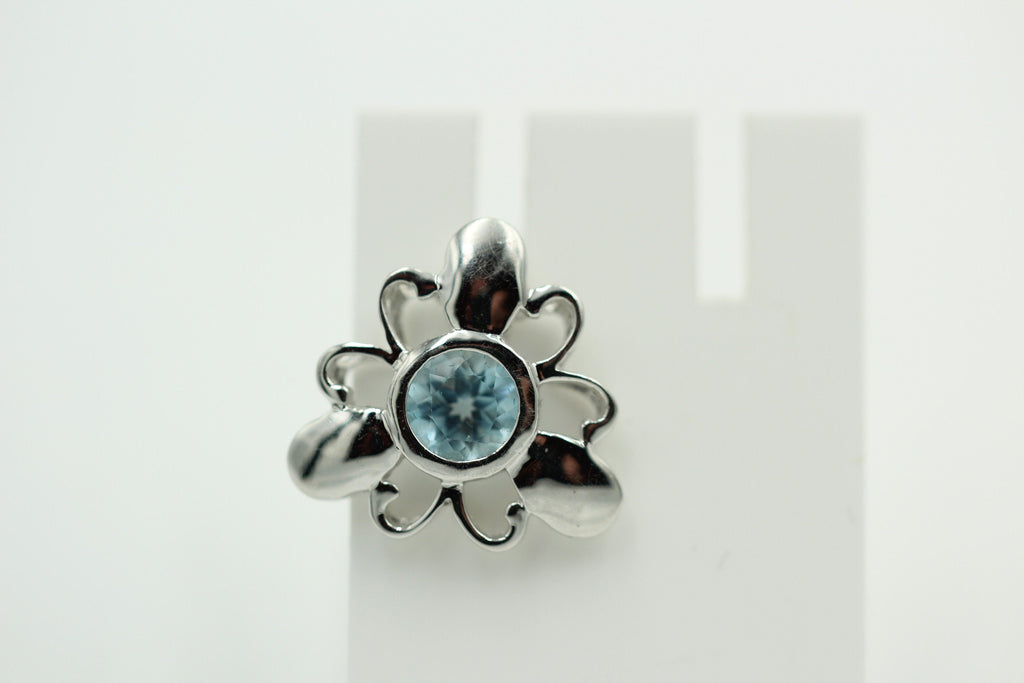Blumige 2,20 Carat funkelnde Blautopas Ohrstecker, Ohrring, 925 Sterling Silber