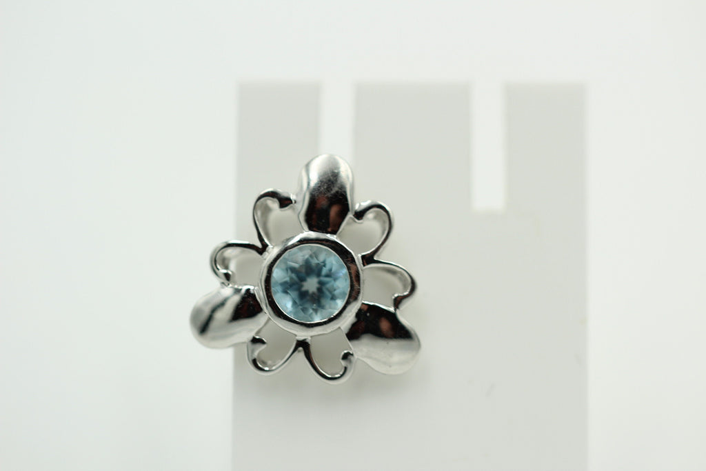 Blumige 2,20 Carat funkelnde Blautopas Ohrstecker, Ohrring, 925 Sterling Silber