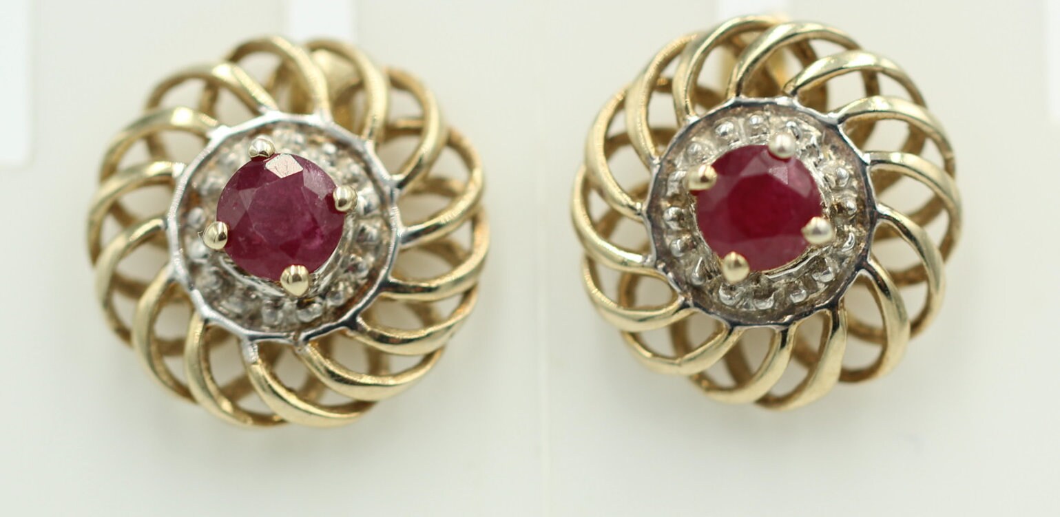 Edler  0,70 Carat Rubin Ohrstecker,Ohrring  925 Silber,  Vergoldet Schmuck