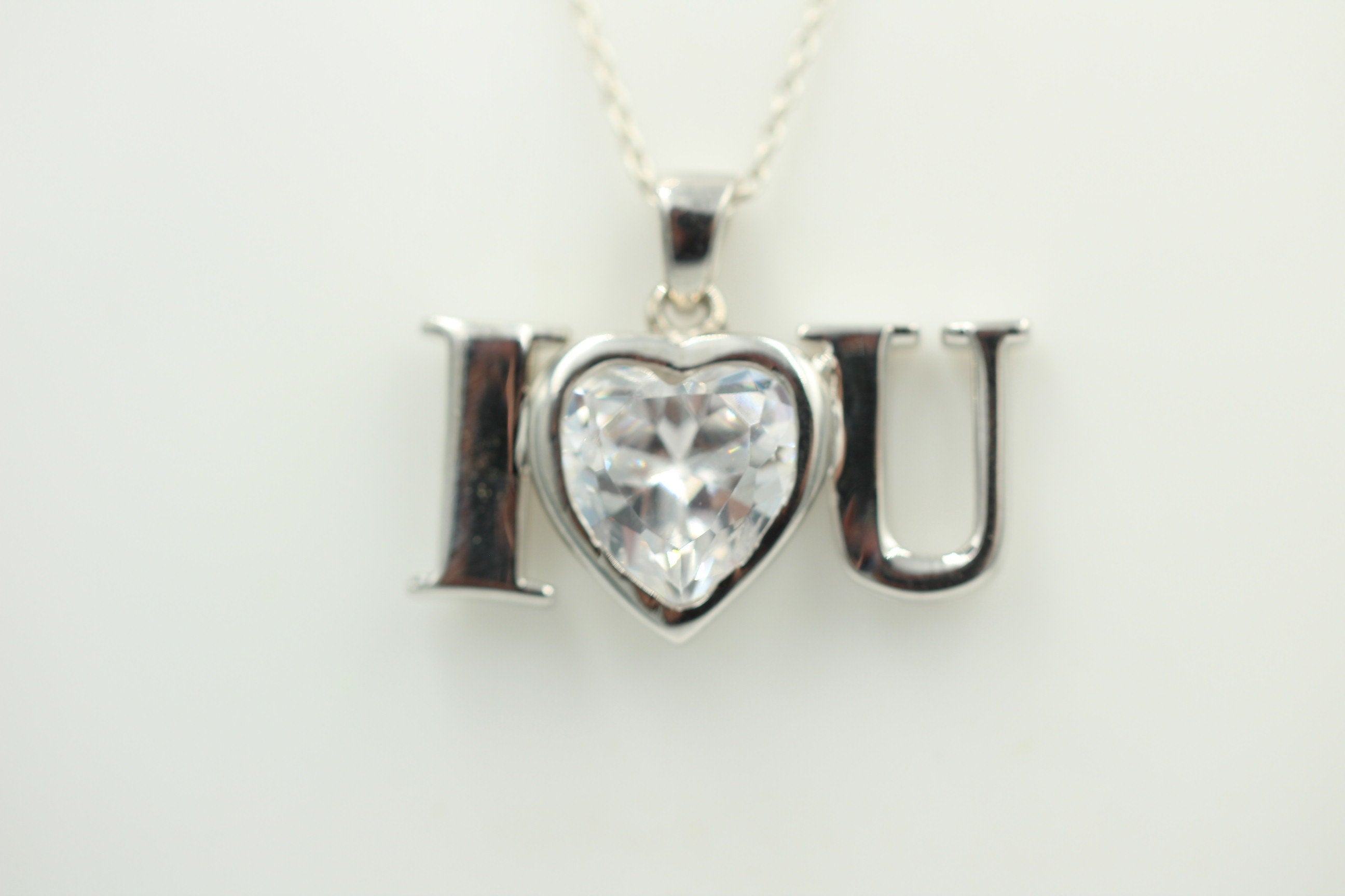 Edler 6,2 Carat Zirkonia Anhanger 925 Silber  I love you  Liebe Pur