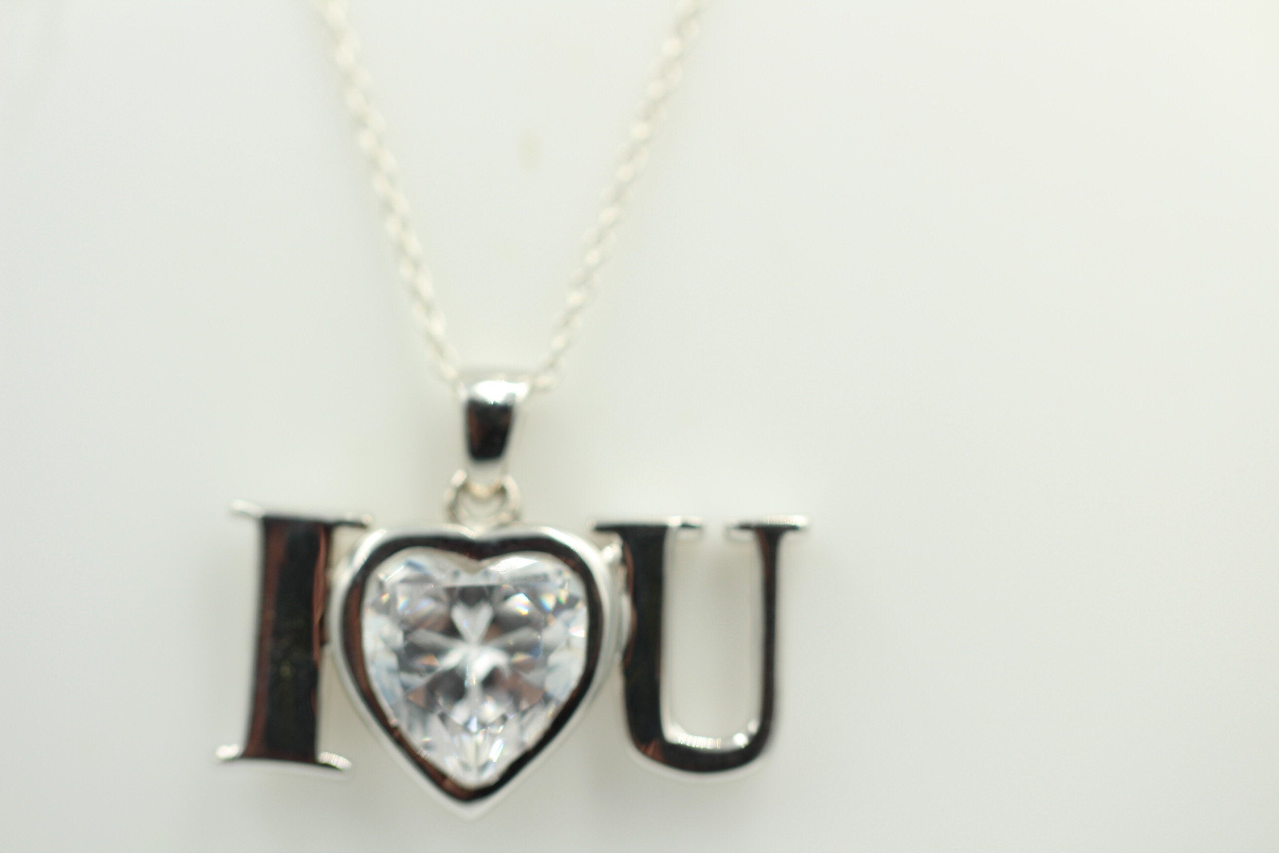 Edler 6,2 Carat Zirkonia Anhanger 925 Silber  I love you  Liebe Pur