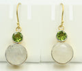 Design pur 12 Carat Mondlichttopas, Peridot Ohrhanger, 925 Silber vergoldet