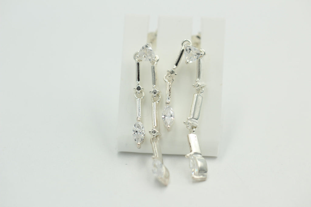 Edle 1,90 Carat Cubic Zirkonia Ohrhänger / Stecker, 925 Silber, Rhodiniert