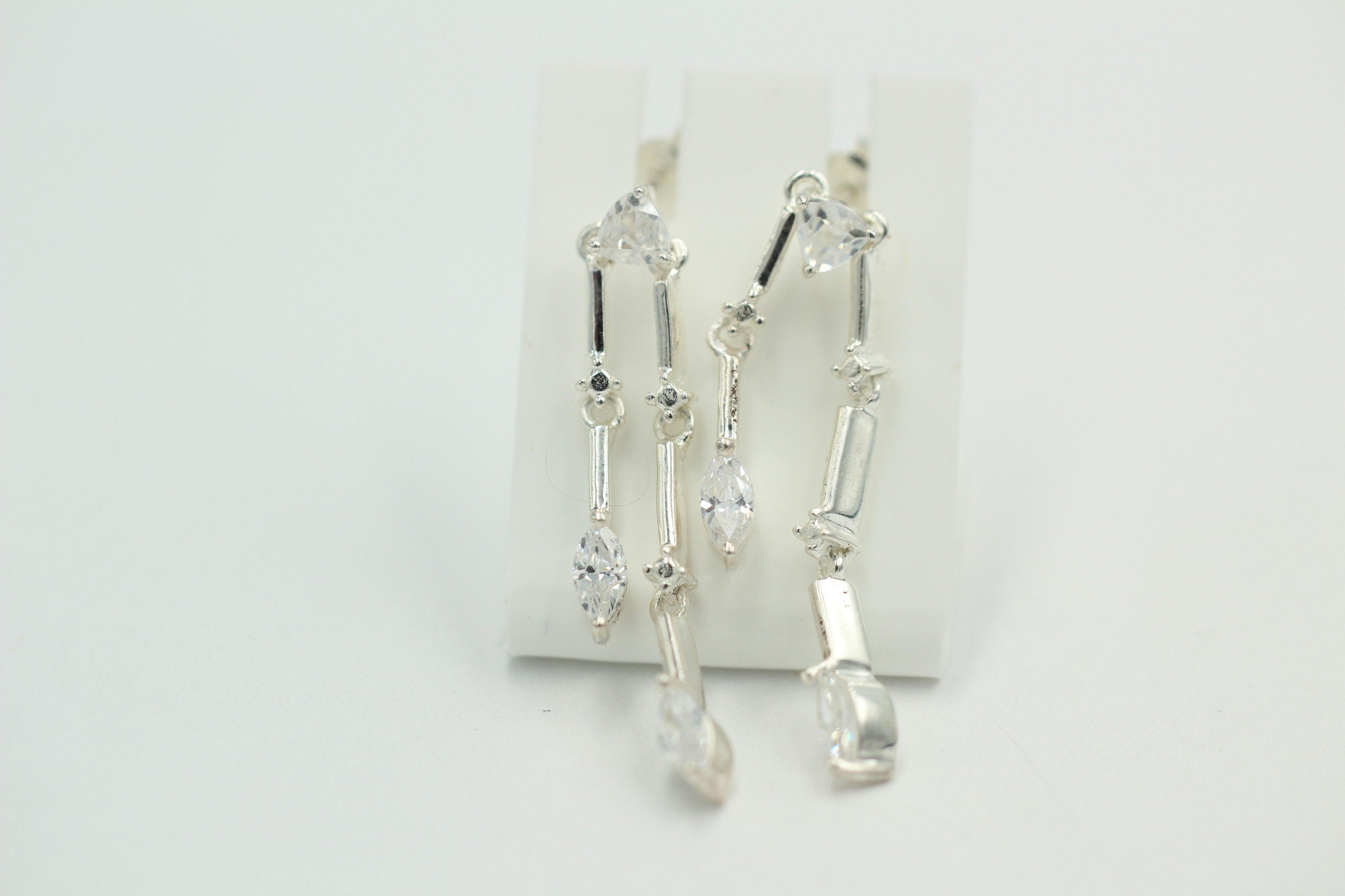 Edle 1,90 Carat Cubic Zirkonia Ohrhänger / Stecker, 925 Silber, Rhodiniert