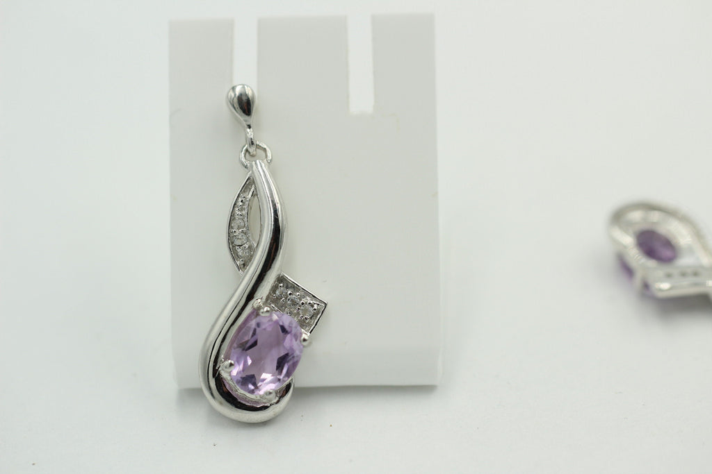 Edle 2,45 Carat Amethyst / Weiatopas Ohrhanger / Ohrstecker, 925 Silber, Rhod.
