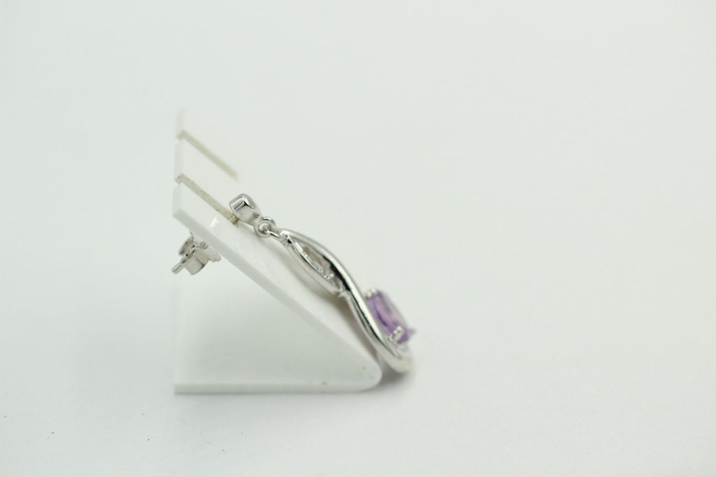 Edle 2,45 Carat Amethyst / Weiatopas Ohrhanger / Ohrstecker, 925 Silber, Rhod.