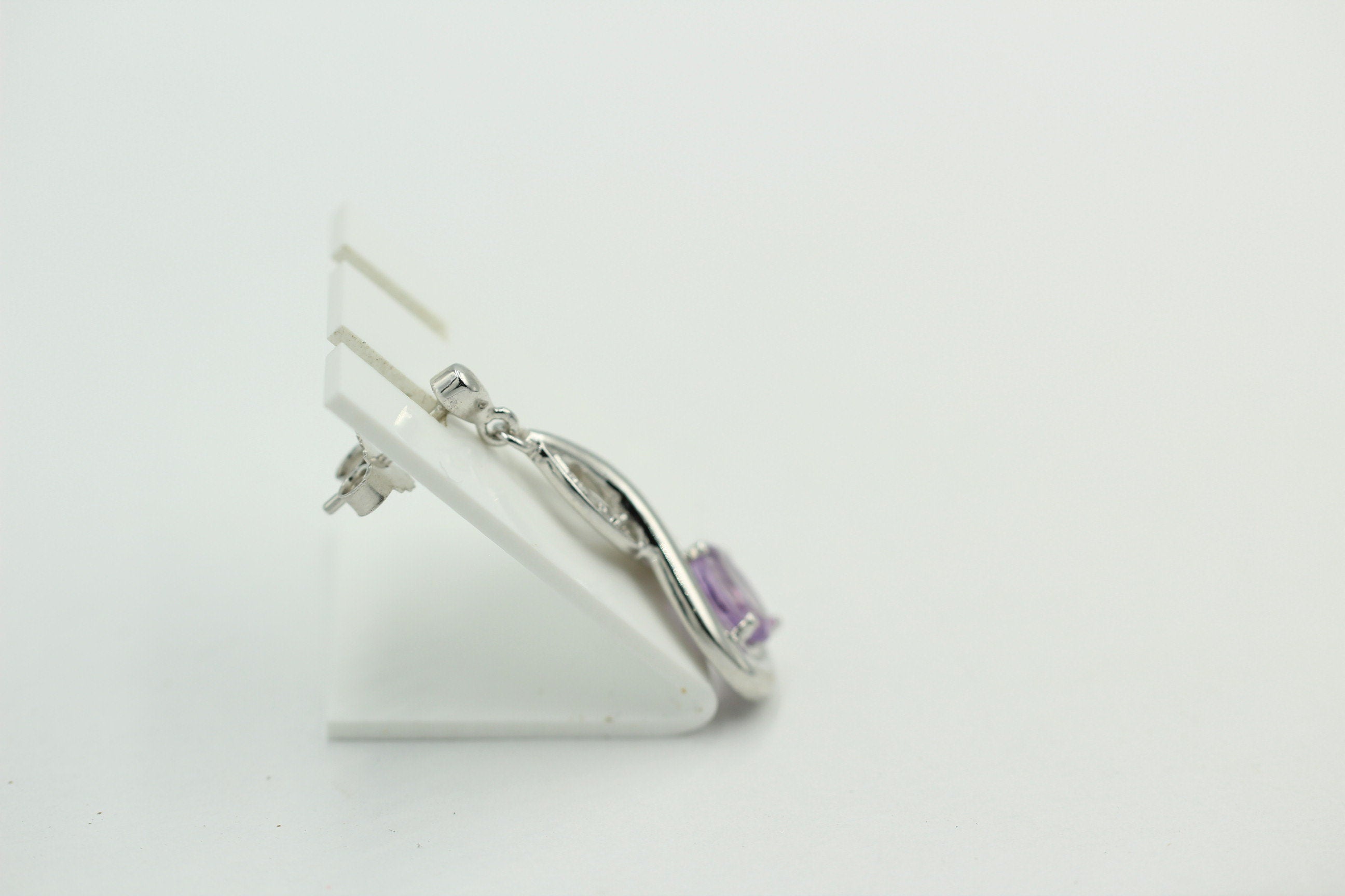 Edle 2,45 Carat Amethyst / Weiatopas Ohrhanger / Ohrstecker, 925 Silber, Rhod.