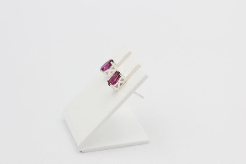 echter 1,10 Carat Rhodolith Ohrstecker 925 Silber Ohrschmuck echter Rhodolith