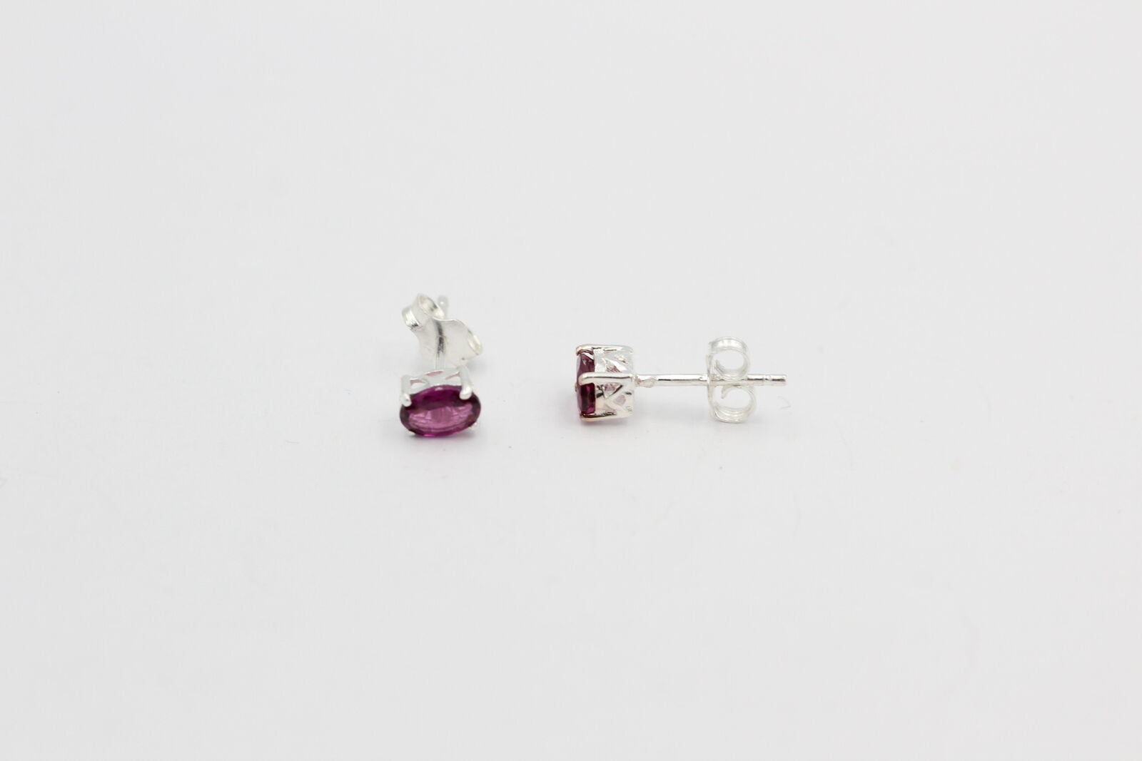 echter 1,10 Carat Rhodolith Ohrstecker 925 Silber Ohrschmuck echter Rhodolith