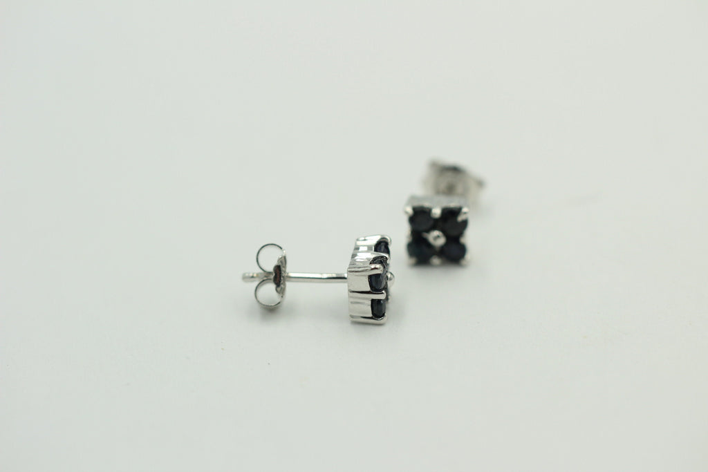 Edle 0,95 Carat schwarz blaue Saphir Ohrstecker 925 Sterling Silber Edelstein