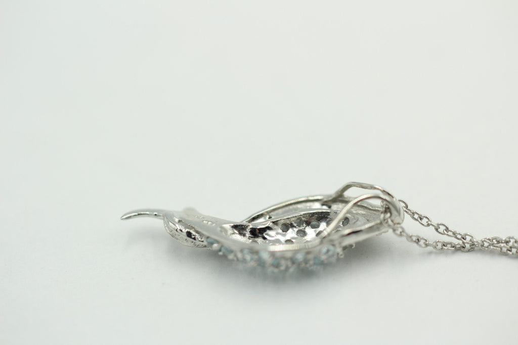 Edler 1,15 Carat Blautopas Fisch Anhanger, 925 Sterling Silber, Rhodiniert