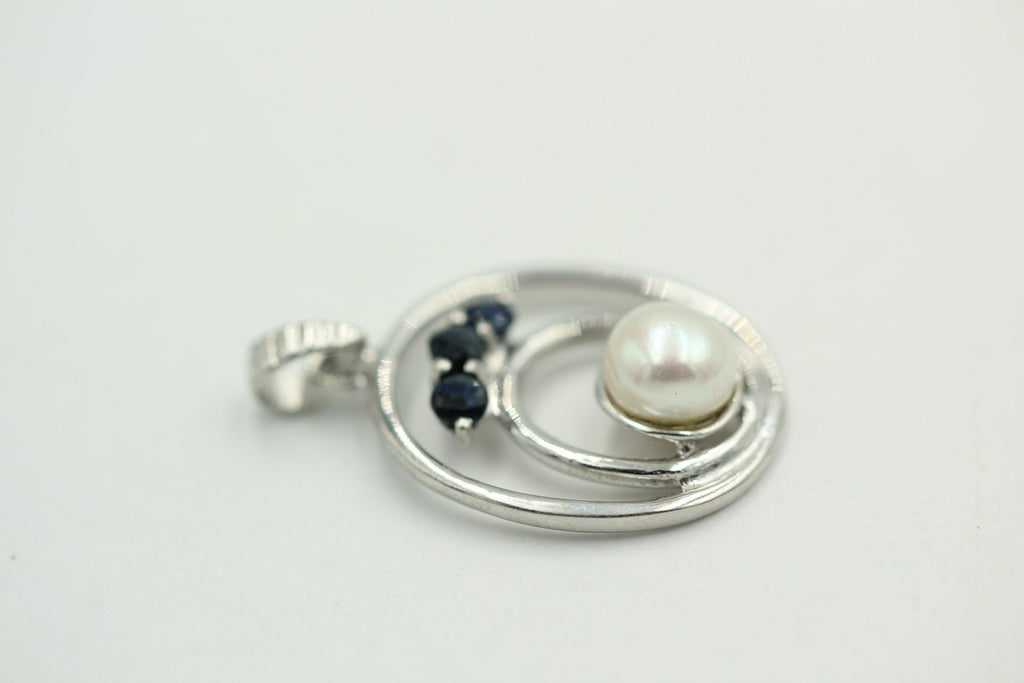Edle 2,44 Carat blaue Saphir Perlen Anhänger 925 Silber Collier Kette
