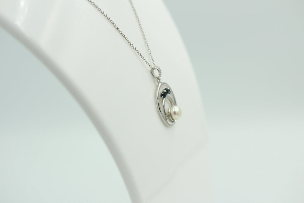 Edle 2,44 Carat blaue Saphir Perlen Anhänger 925 Silber Collier Kette