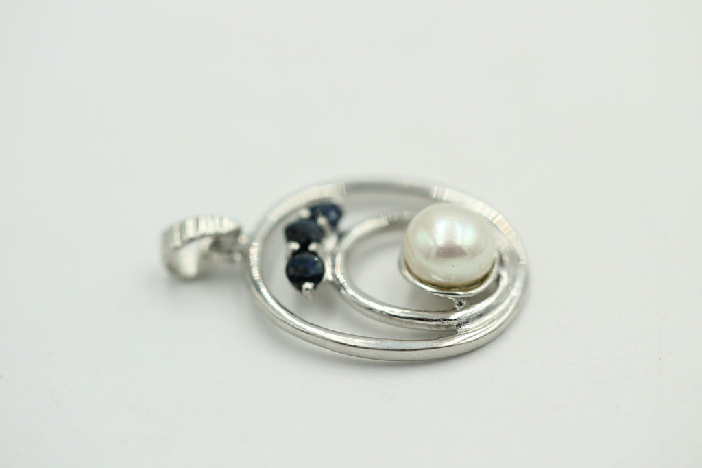 Edle 2,44 Carat blaue Saphir Perlen Anhänger 925 Silber Collier Kette