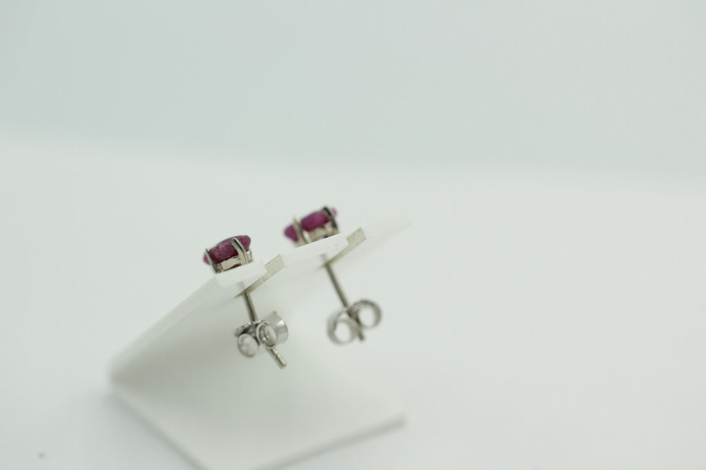 Edler 1,50 Carat Rubin Ohrstecker, Ohrring, 925 Silber, Rhodiniert