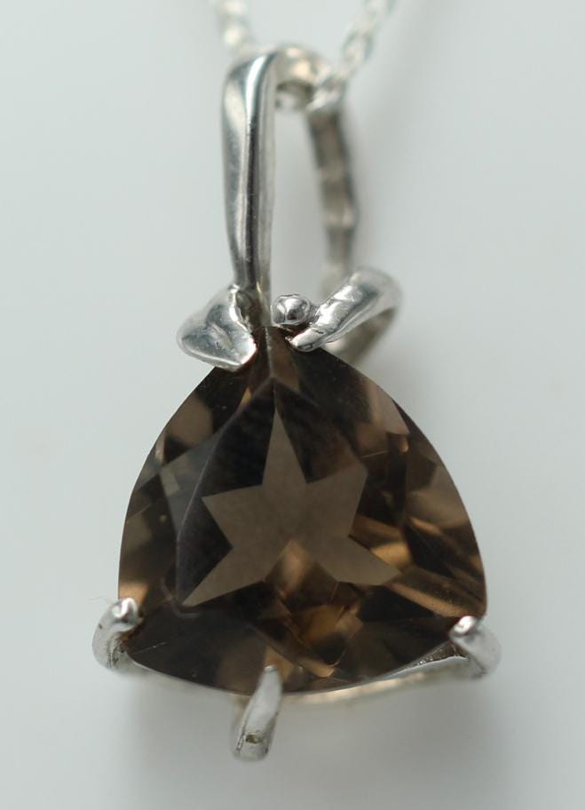 Edler 3,10 Carat seltener Rauchquarz Anhanger, 925 Silber, Collier, Kette, Rhod.