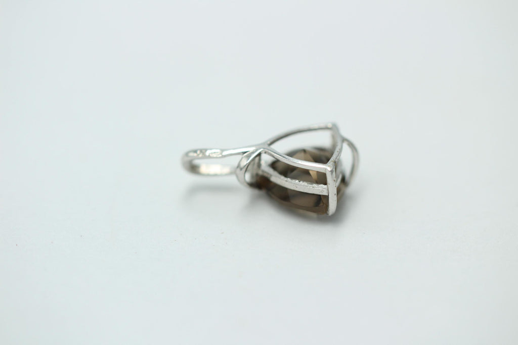 Edler 3,10 Carat seltener Rauchquarz Anhanger, 925 Silber, Collier, Kette, Rhod.