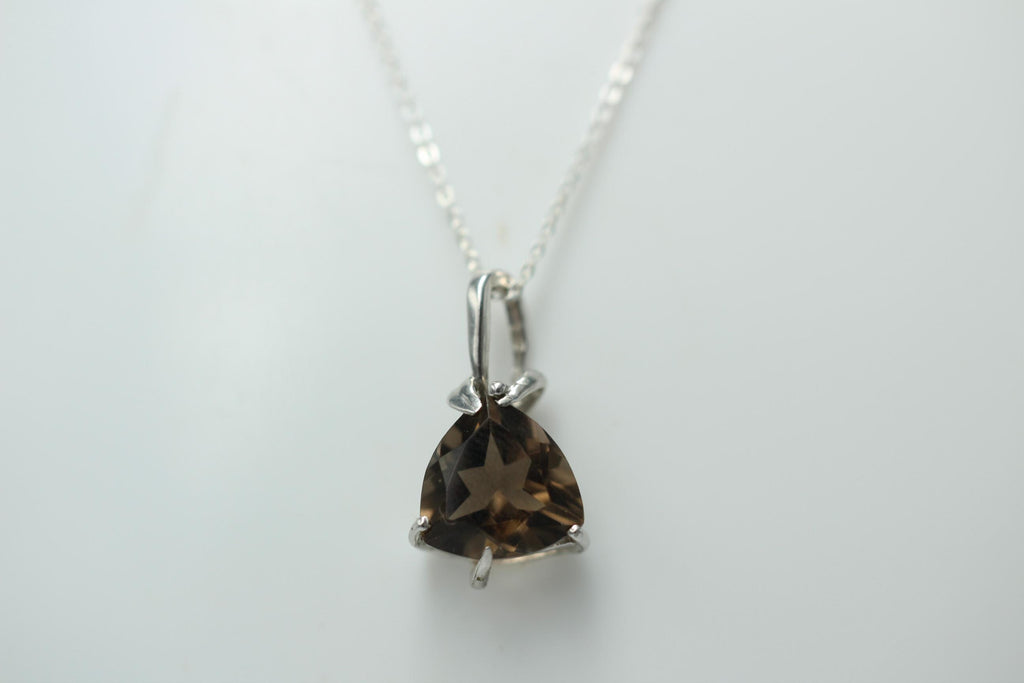 Edler 3,10 Carat seltener Rauchquarz Anhanger, 925 Silber, Collier, Kette, Rhod.