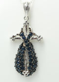 Design pur 2,44 Carat blaues Saphir Kreuz Anhanger, 925 Sterling Silber