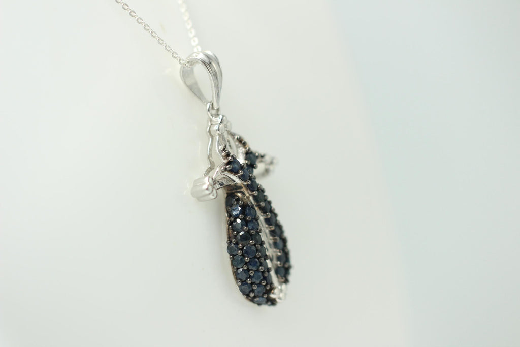 Design pur 2,44 Carat blaues Saphir Kreuz Anhanger, 925 Sterling Silber