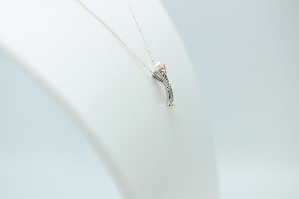 Edler 0,82 Carat Perlen / Zirkonia Anhanger, 925 Silber, Collier, Kette, Rhod.
